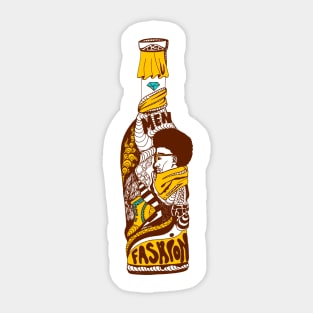 Mustard Brown Fashion In A Bottle Sticker